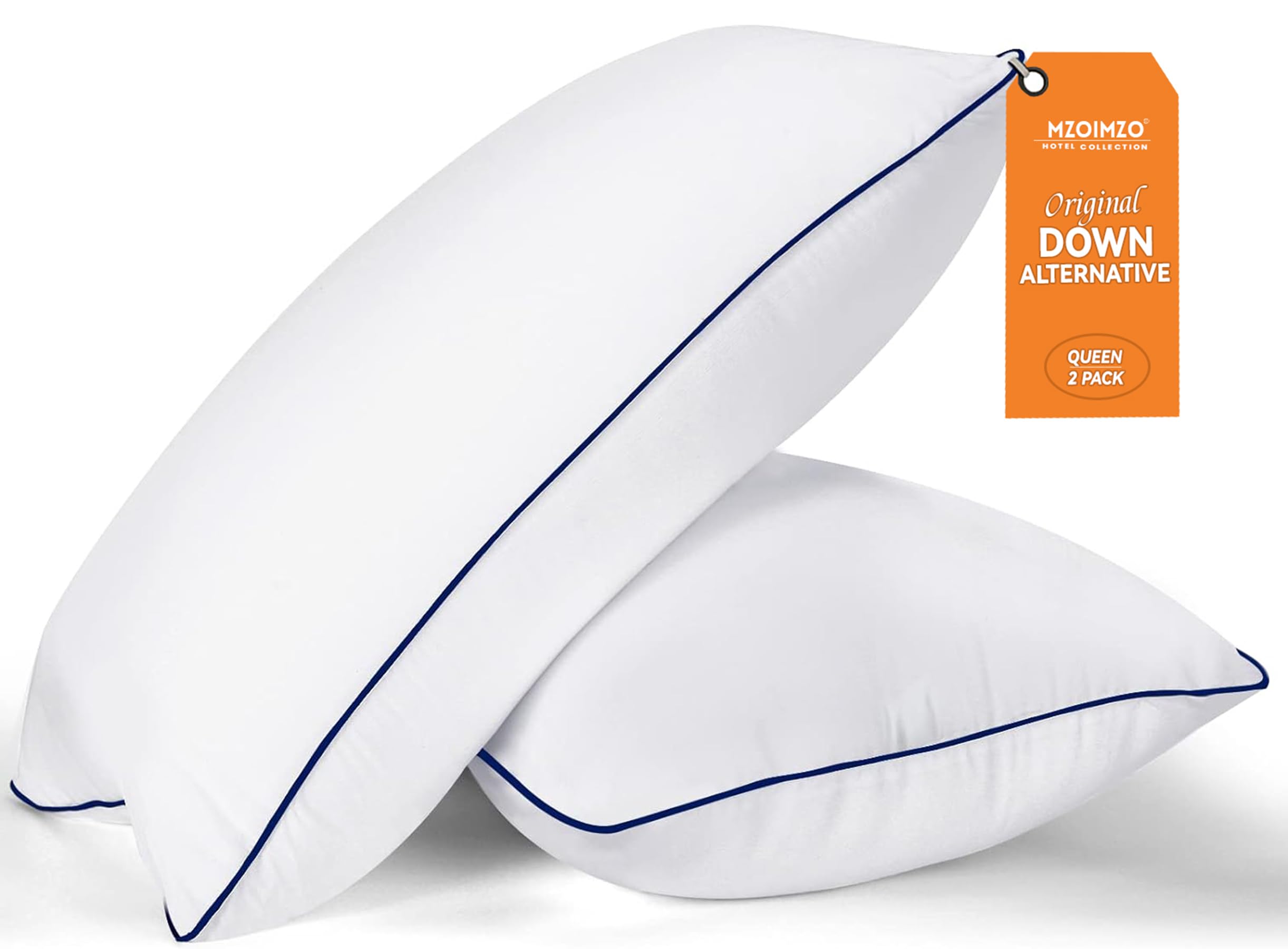 Mzoimzo Bed Pillows For Sleeping- Medium Firm, Queen Size Set Of 2, Cooling Hotel Quality With Premium Soft Down Alternative Fil