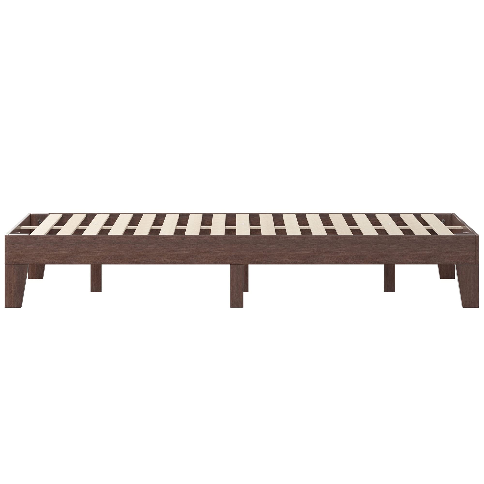 Flash Furniture Evelyn Wooden Platform Bed - Walnut Finish - King - Wooden Slat Support - No Box Spring Required - Easy Assembly
