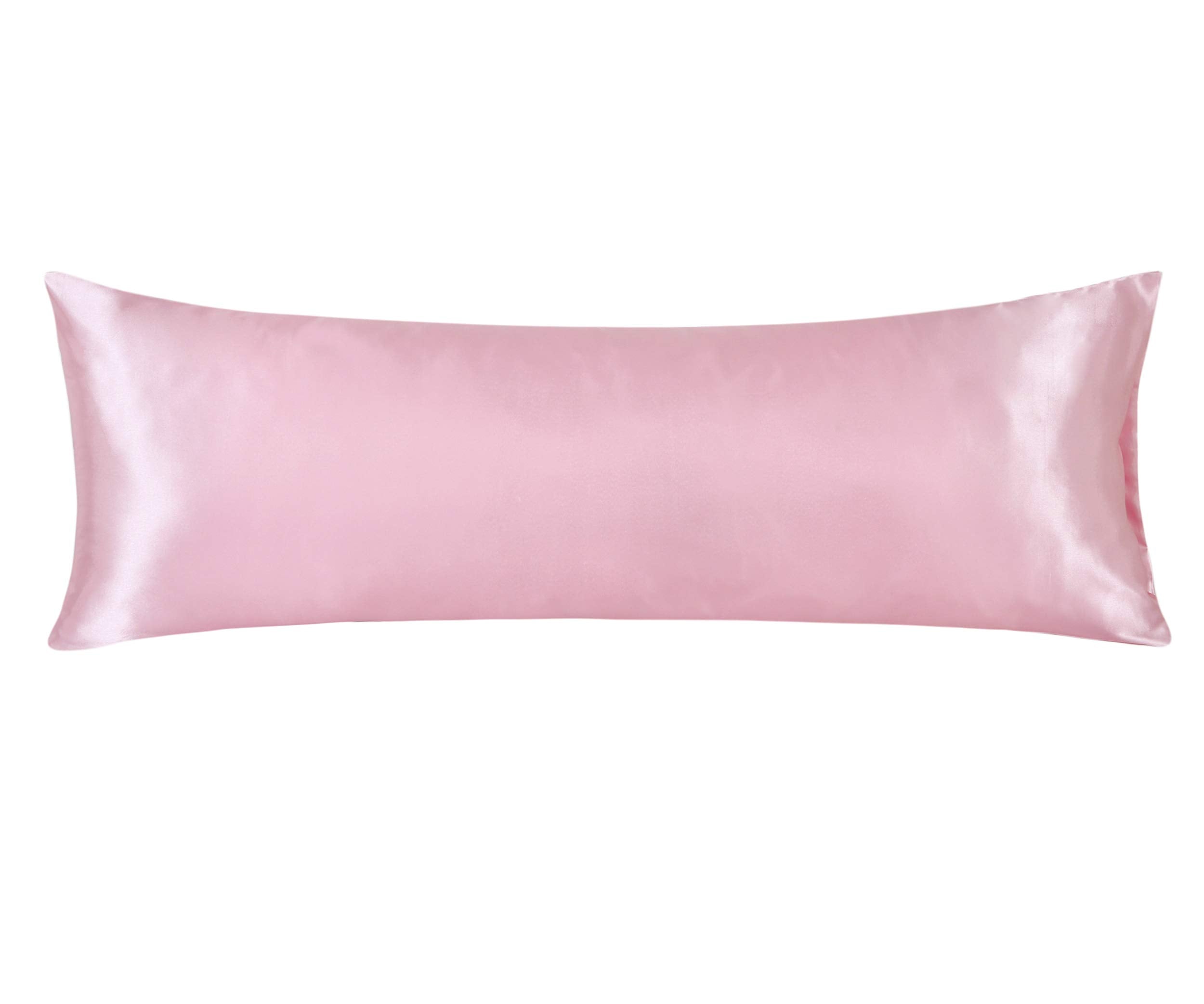 Lcbd Satin Body Pillow Case For Hair And Skin, Pink Silk Satin Body Pillow Case Cover, 20X54 Body Cooling Pillow Cover With Enve