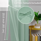 Hiasan Sheer Curtains 96 Inches Long With Tiebacks, Light Filtering Semi Transparent Lightweight Voile Grommet Window Curtains For Bedroom, Living Room, Bean Green, W52 X L96, 2 Drape Panels