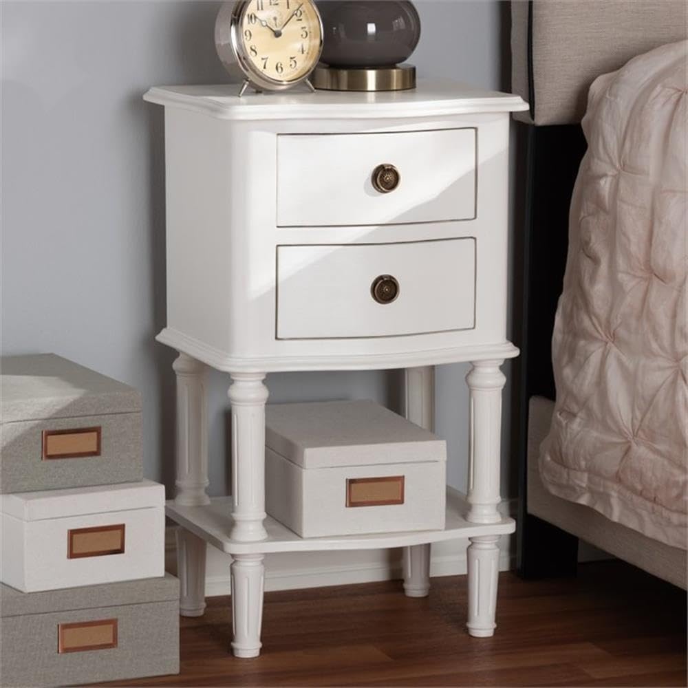 Baxton Studio Audrey Country Cottage Farmhouse 2-Drawer Nightstand