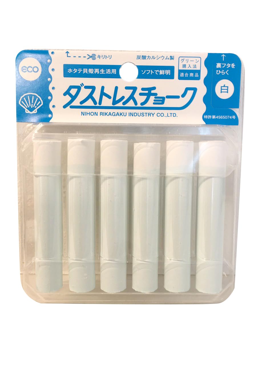 Rikagaku White Dustless Chalk, 6-Pieces (Dcc-6-W)