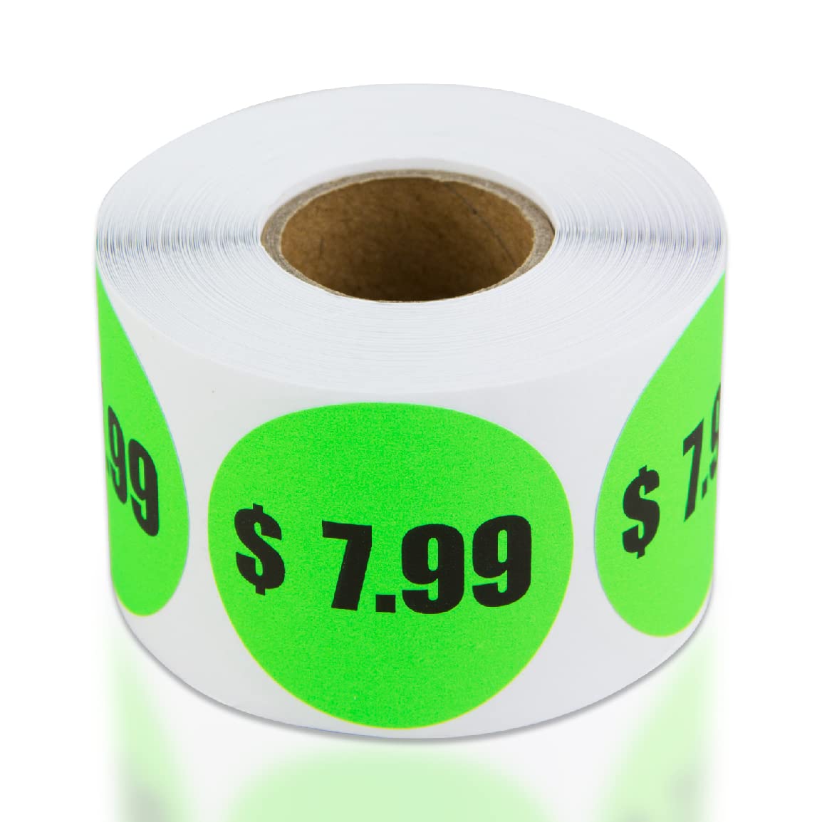 $7.99 Preprinted Price Stickers - 1.5 Inch Circle Round Stickers In Fluorescent Neon Green For Retail Store, Garage Sale, Yard S