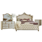 Coaster Antonella Eastern King Bed 4-Piece Set, Ivory/Camel