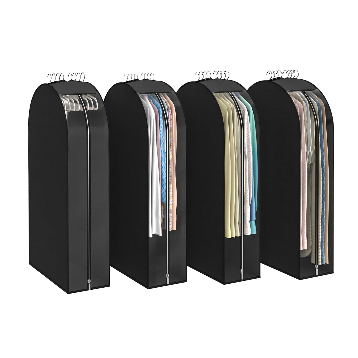 Jollygleam Black Garment Bags for Hanging Clothes, 4Pack, 32