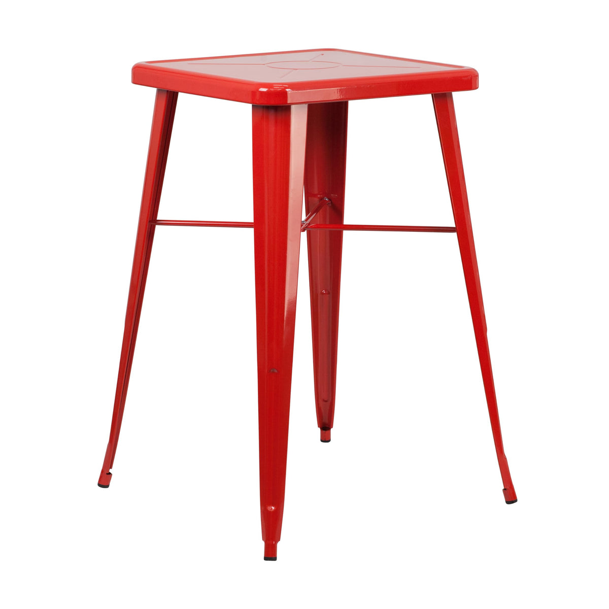 Flash Furniture Aaron Commercial Grade 23.75&quot; Square Red Metal Indoor-Outdoor Bar Height Table