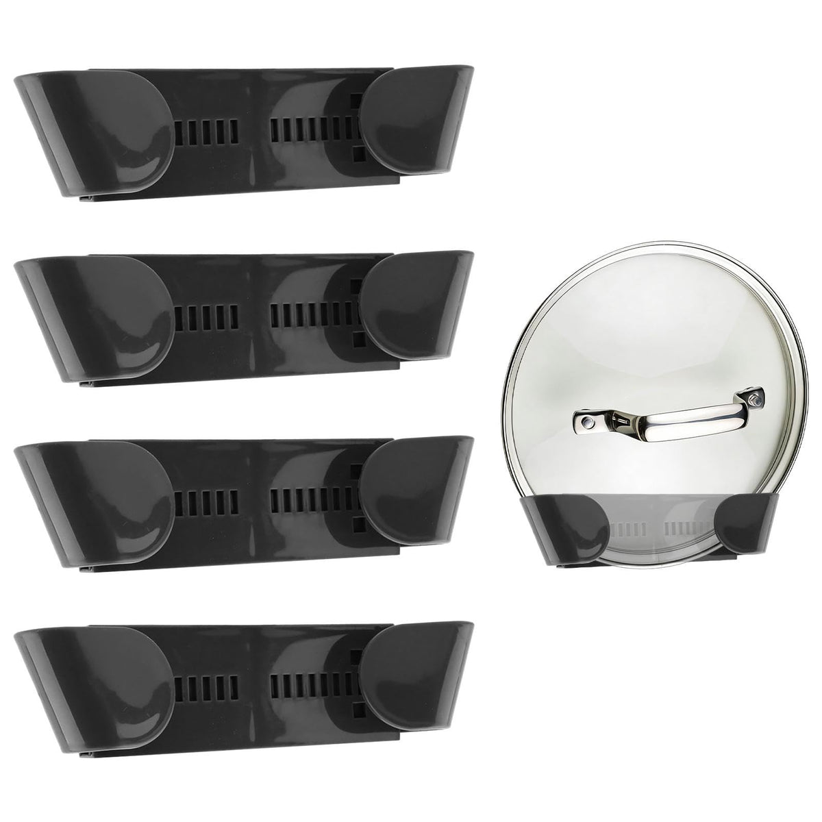 Adjustable Pot Lid Holder Organizer for Cabinet Door, 4 Pack Self Adhesive