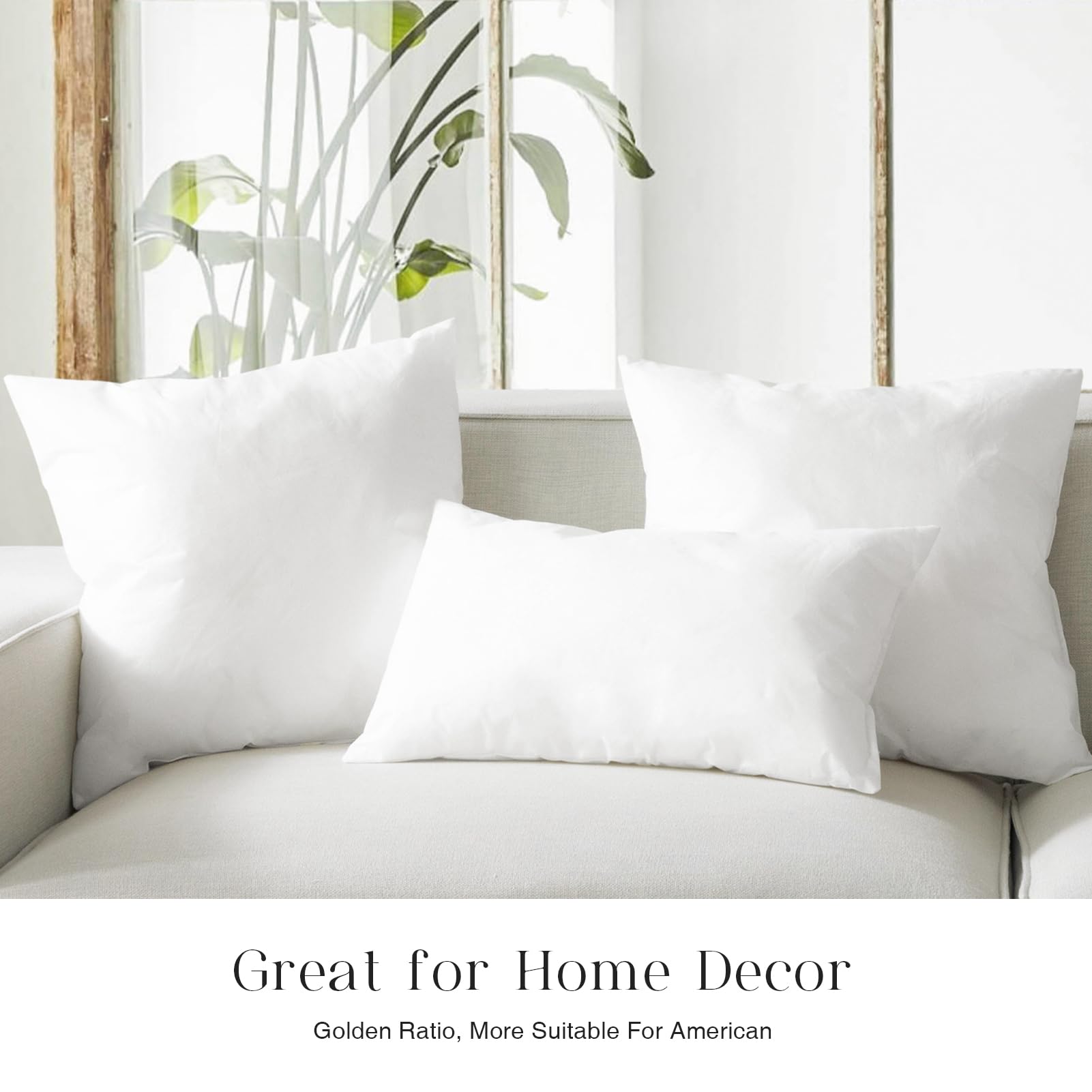 Phantoscope Pillow Inserts, 100% Virgin Fiber Hypoallergenic Polyester Throw Pillow Inserts, Square Pillows For Couch, Sofa, Bed, 18X18 Inch (Pack Of 2)