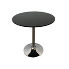 Benjara Mari 36 Inch Counter Height Table, Round Top and Stainless Steel Base, Black and Chrome