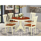 East West Furniture HLAV5-BMK-W 5 Piece Kitchen Table Set for 4 Includes a Round Dining Table with Pedestal and 4 Dining Room Chairs, 42x42 Inch, Buttermilk & Cherry