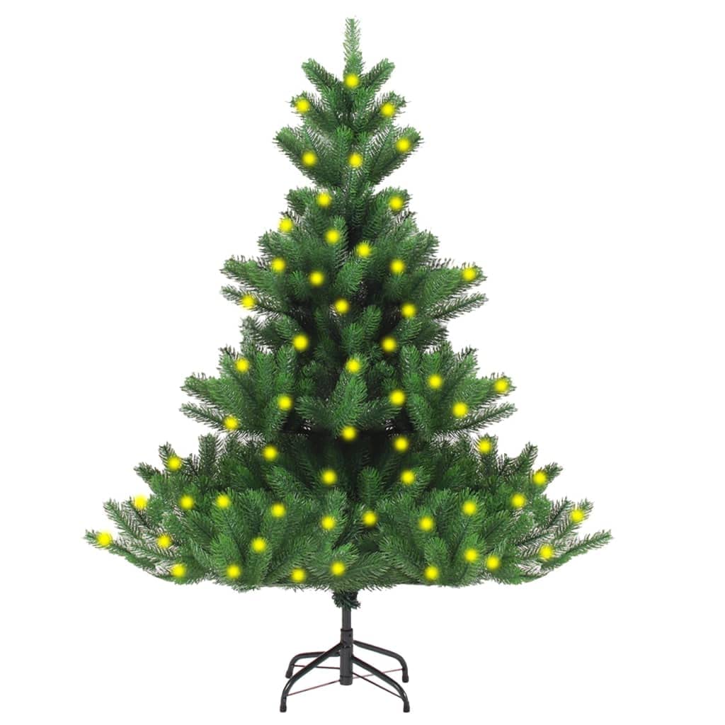 vidaXL Nordmann Fir Artificial Pre-lit Christmas Tree - 59.1&quot; with Steel Stand, Adjustable Branches, LED Lights, Economical and Reusable Xmas Tree Decoration, Green