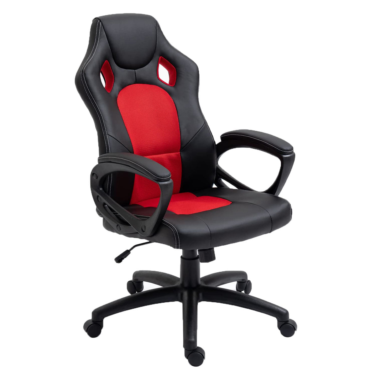 American Furniture Classics AW805 Gaming Chair, Black and Fire Red