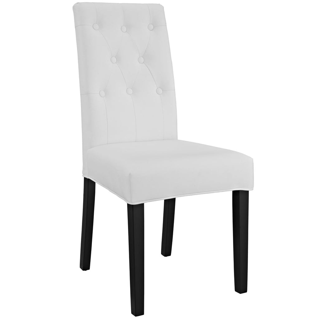 Modway Confer Modern Tufted Faux Leather Upholstered Parsons Kitchen and Dining Room Chair in White