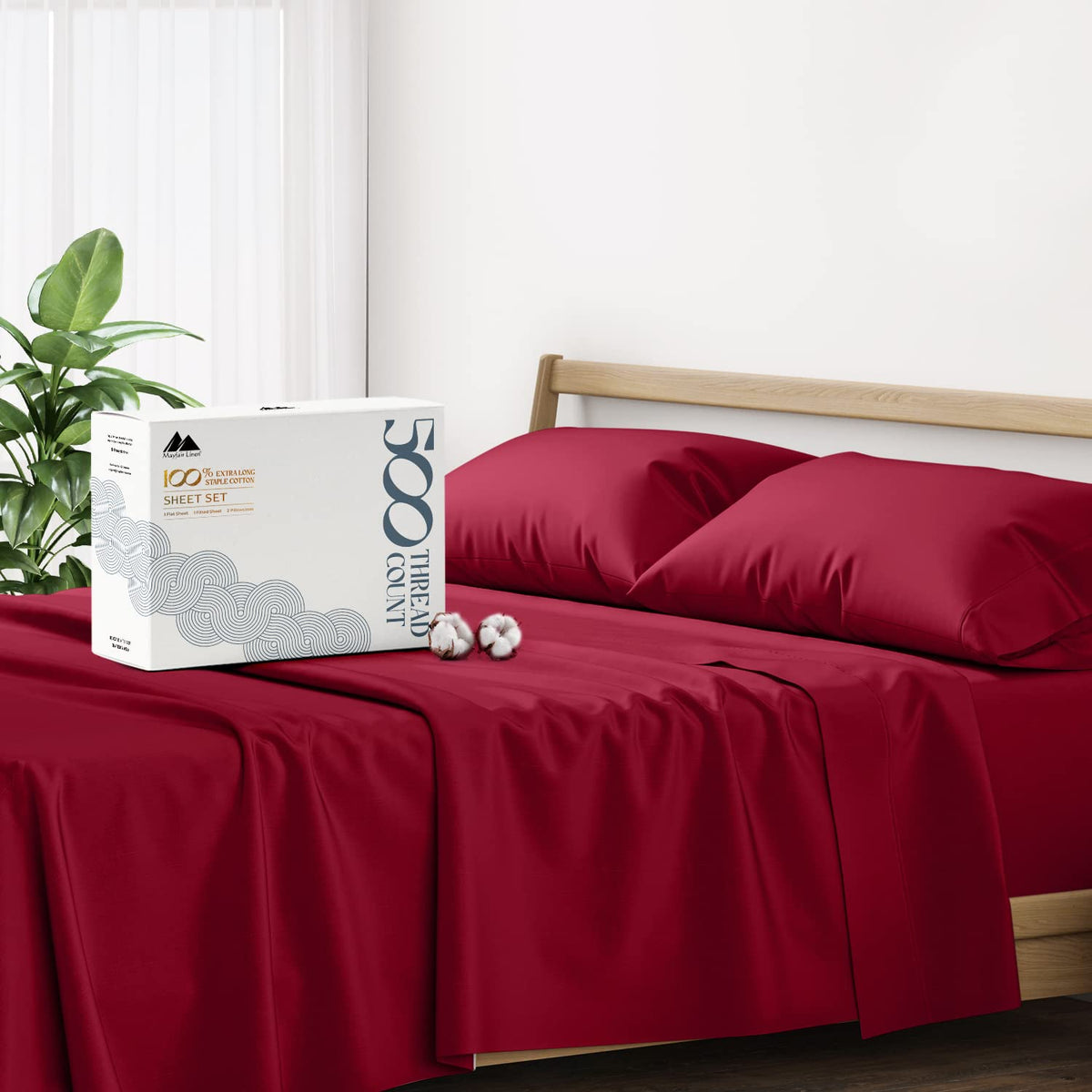 Mayfair Linen Split King Sheets Sets For Adjustable Bed - 500 Thread Count 5 Pc Split Sheet Set, Cooling Cotton Sheets, 2 Twin-X