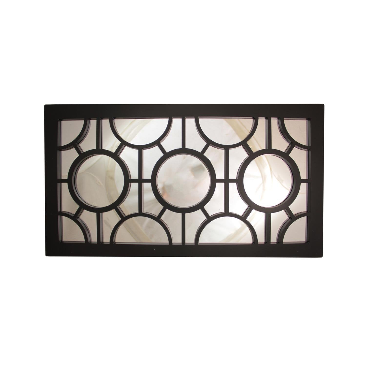 Northlight Jet Geometrical Circles Decorative Rectangular Wall Mirror, 25.5, Black