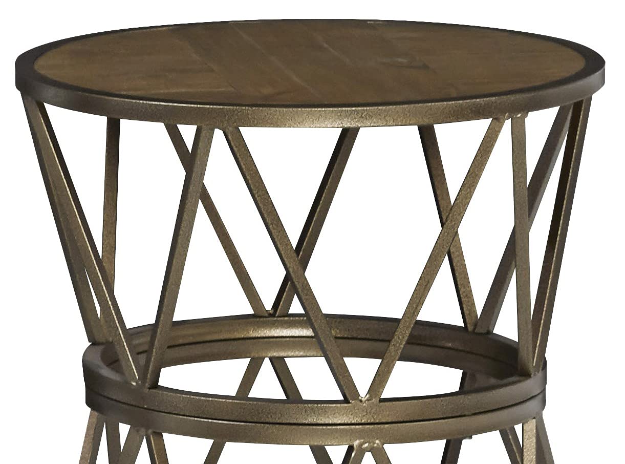 Progressive Furniture Soho Round End Table, Gold/Natural