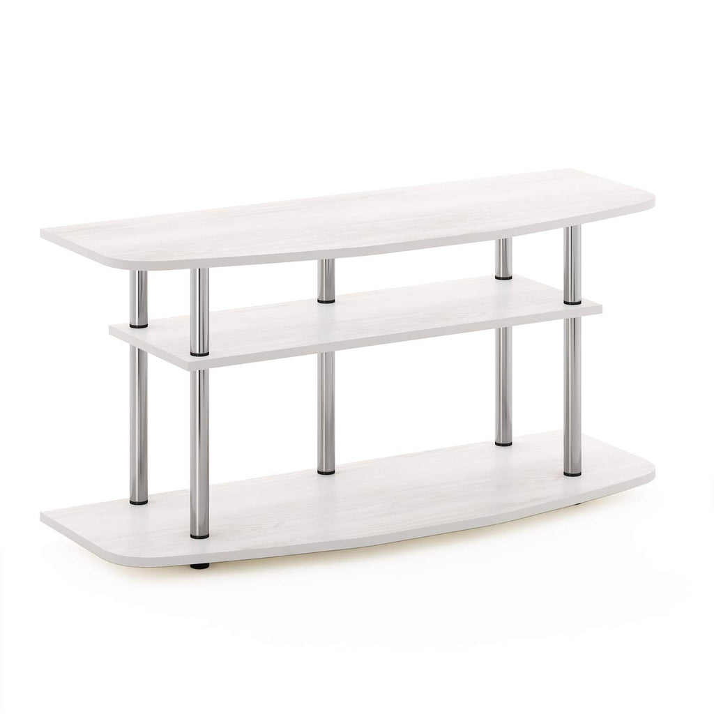 Furinno Frans Turn-N-Tube Tv Stand For Tv Size Up To 43 Inch, 3-Tier, White Oak
