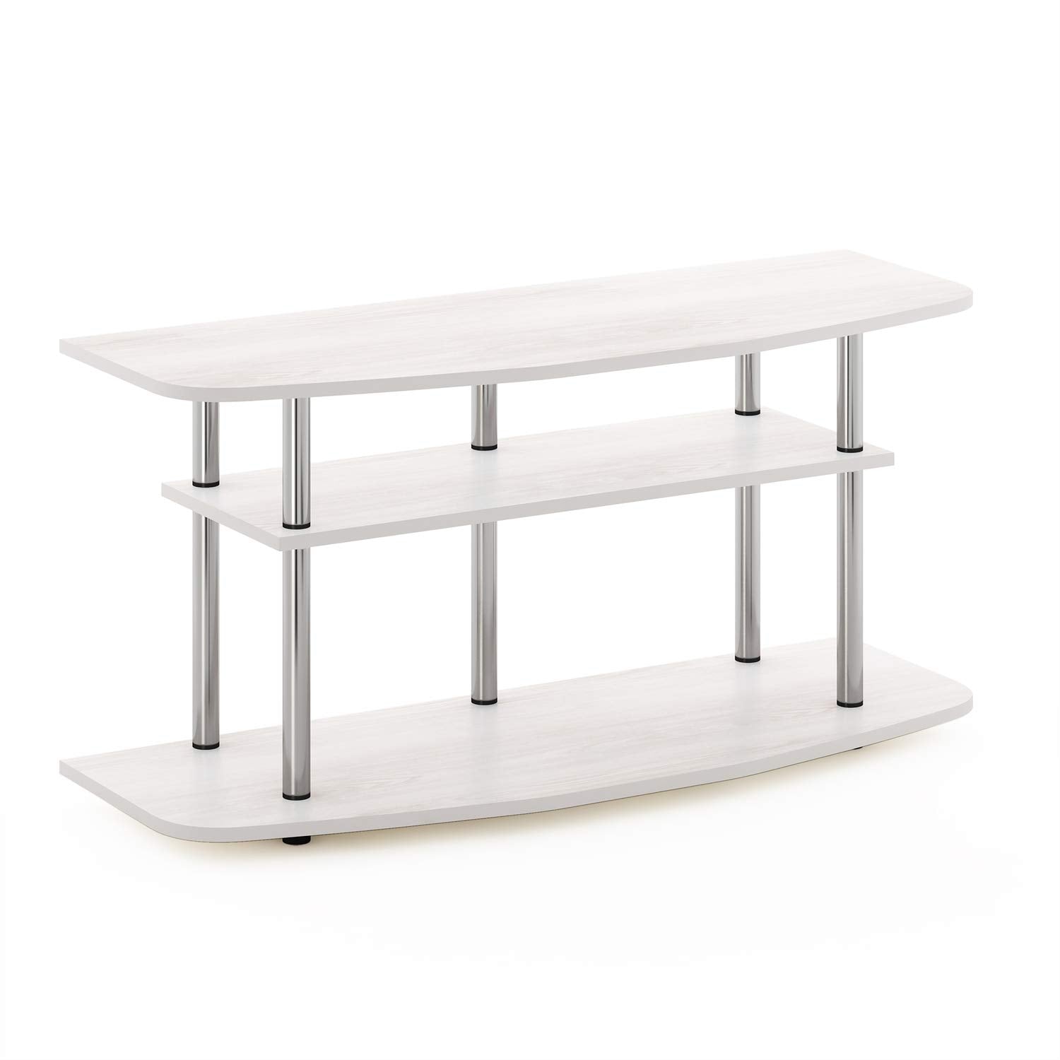 Furinno Frans Turn-N-Tube Tv Stand For Tv Size Up To 43 Inch, 3-Tier, White Oak