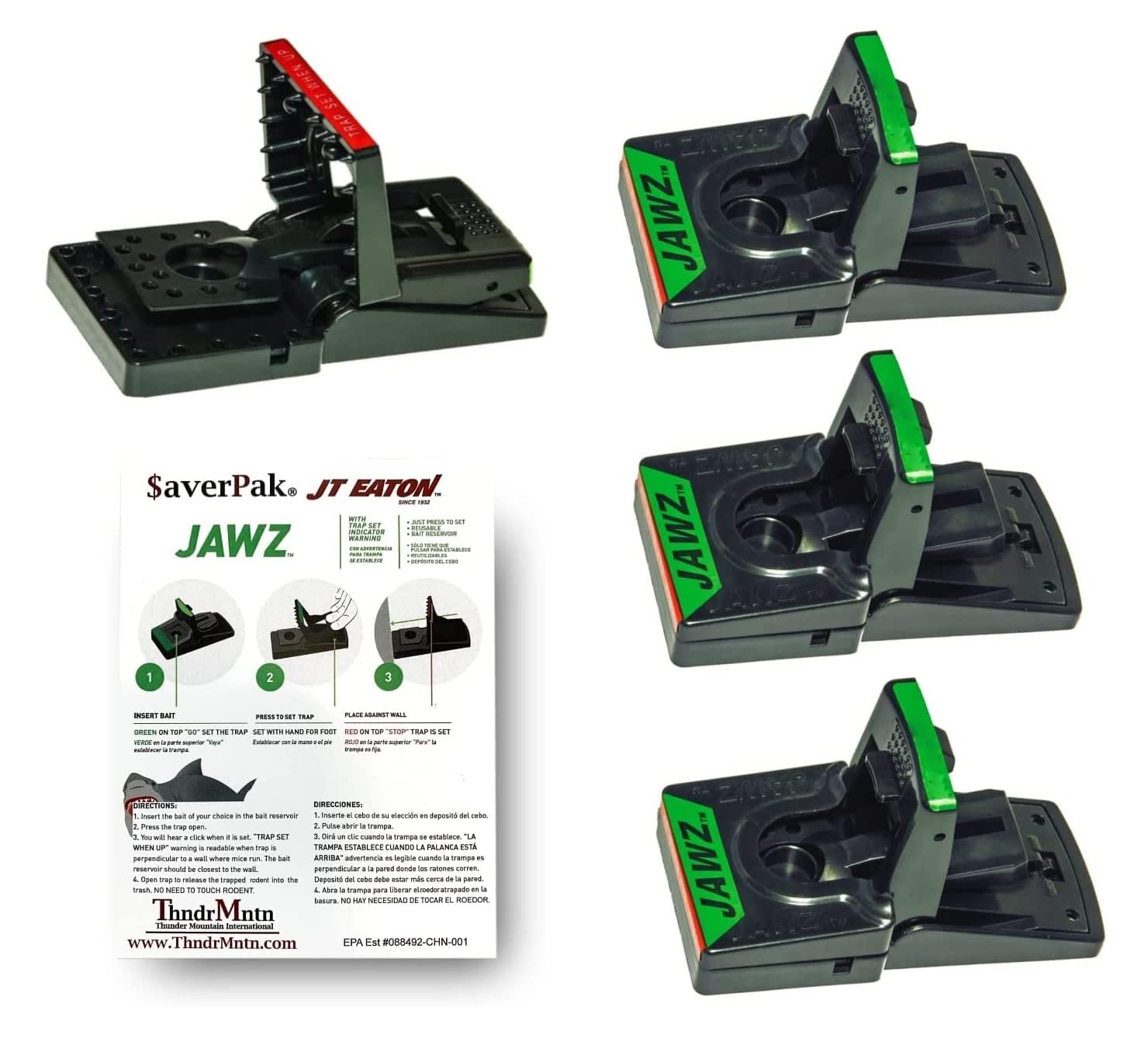 $Averpak 4 Pack - Includes 4 Jt Eaton Jawz Mouse Traps For Use With Solid Or Liquid Baits