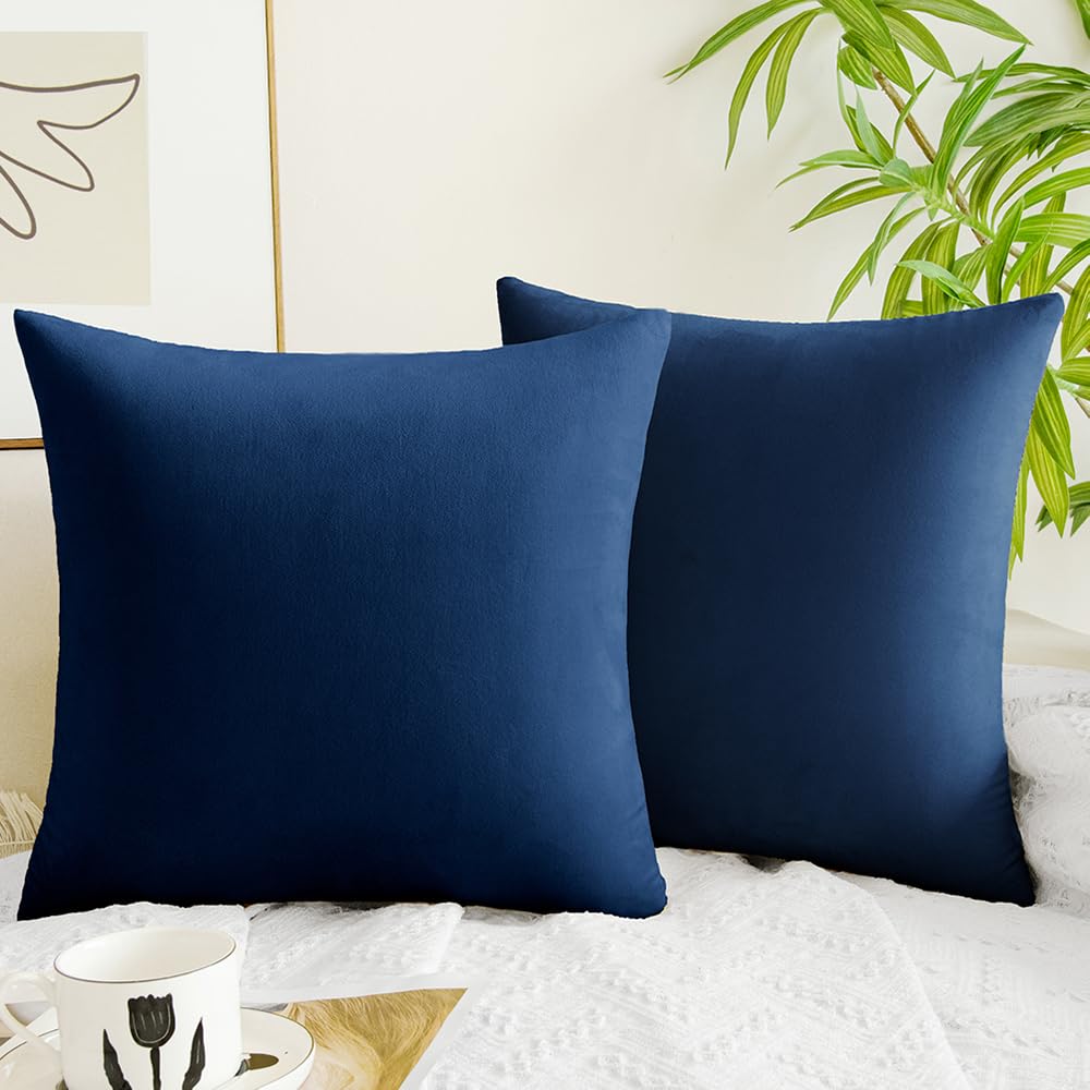 Quorgves Navy Blue Throw Pillows Navy Blue Pillow Covers 22X22 Inch Pack Of 2 For Couch Sofa Living Room Bed Bedroom Soft Square
