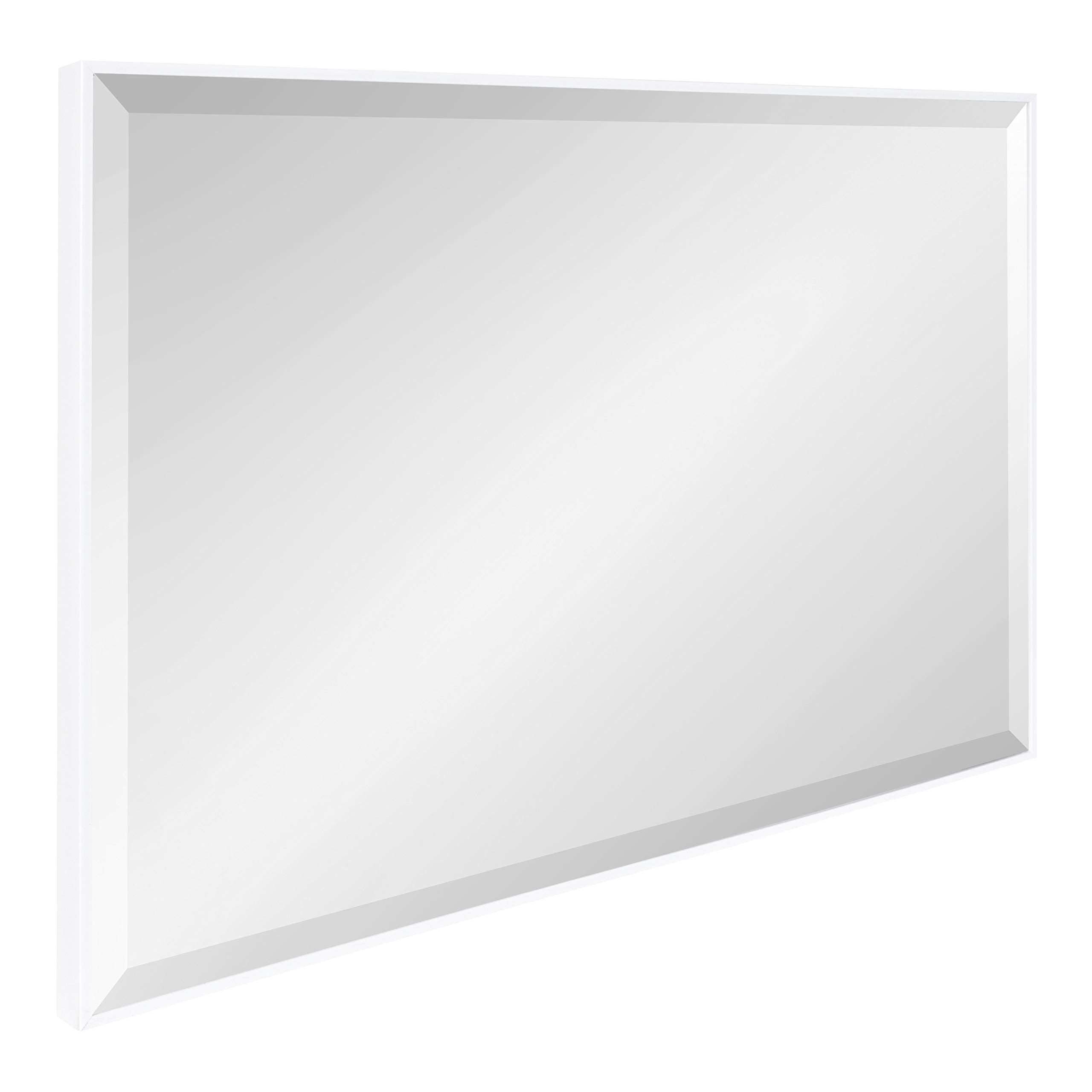Kate and Laurel Rhodes Modern Decorative Rectangle Wall Mirror, 24.75 x 36.75, White, Contemporary Wall Decor