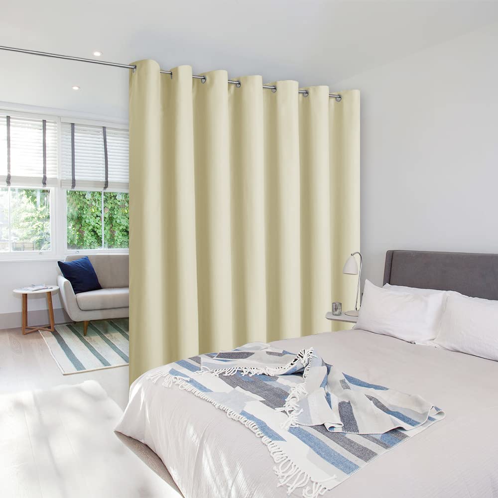 Nicetown Beige Curtains For Sliding Glass Door, 84 Inch Long, Grommet Single Curtain Panel, Sound Reducing Blackout Curtains For