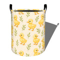 Ti Caldi Cute Duck Laundry Basket, Animal and Green Leaf Storage Hamper, Round Collapsible Waterproof Cloth Bin, 19.7x15.7 Inch 