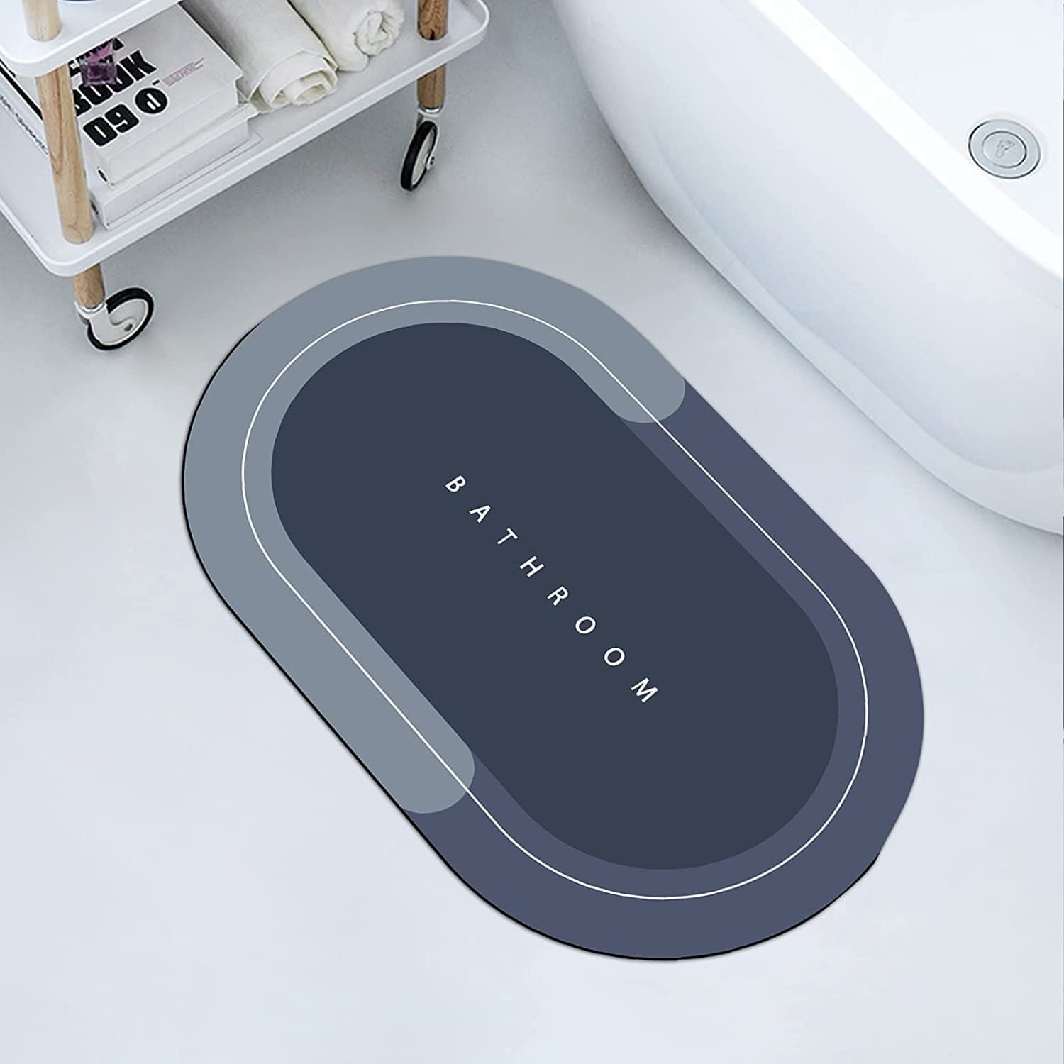 Navaliya Soft Silicone Bathroom Mat Diatomite Door Mat AntiSlip Bath Mat Quick Drying Absorbent Mat for Home and Kitchen (40 x 