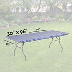 Kwik-Covers Rectangular Plastic Table Covers 8' Bundle Of 5 With Seventy (70) Ohm Commerce Paper Napkins - Indoor Or Outdoor Fitted Table Covers (Table Not Included) (30X96, Blue Gingham)