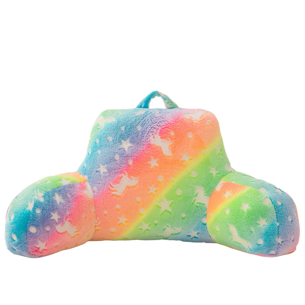 A Nice Night Plush Reading Pillow Glow In The Darktie Dye Bed Wedge Children Backrest With Arms Back Support For Sitting Up,Pink