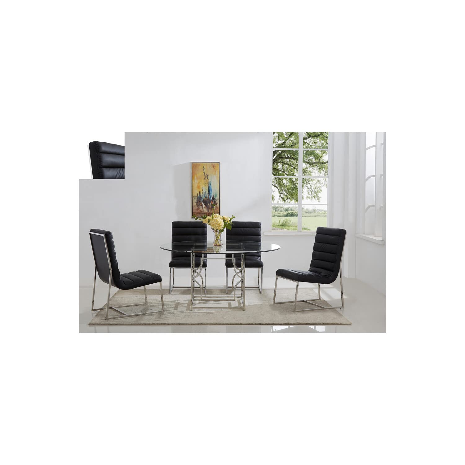 Best Master Alexis 60&quot; Stainless Steel And Glass Round Dining Table In Silver