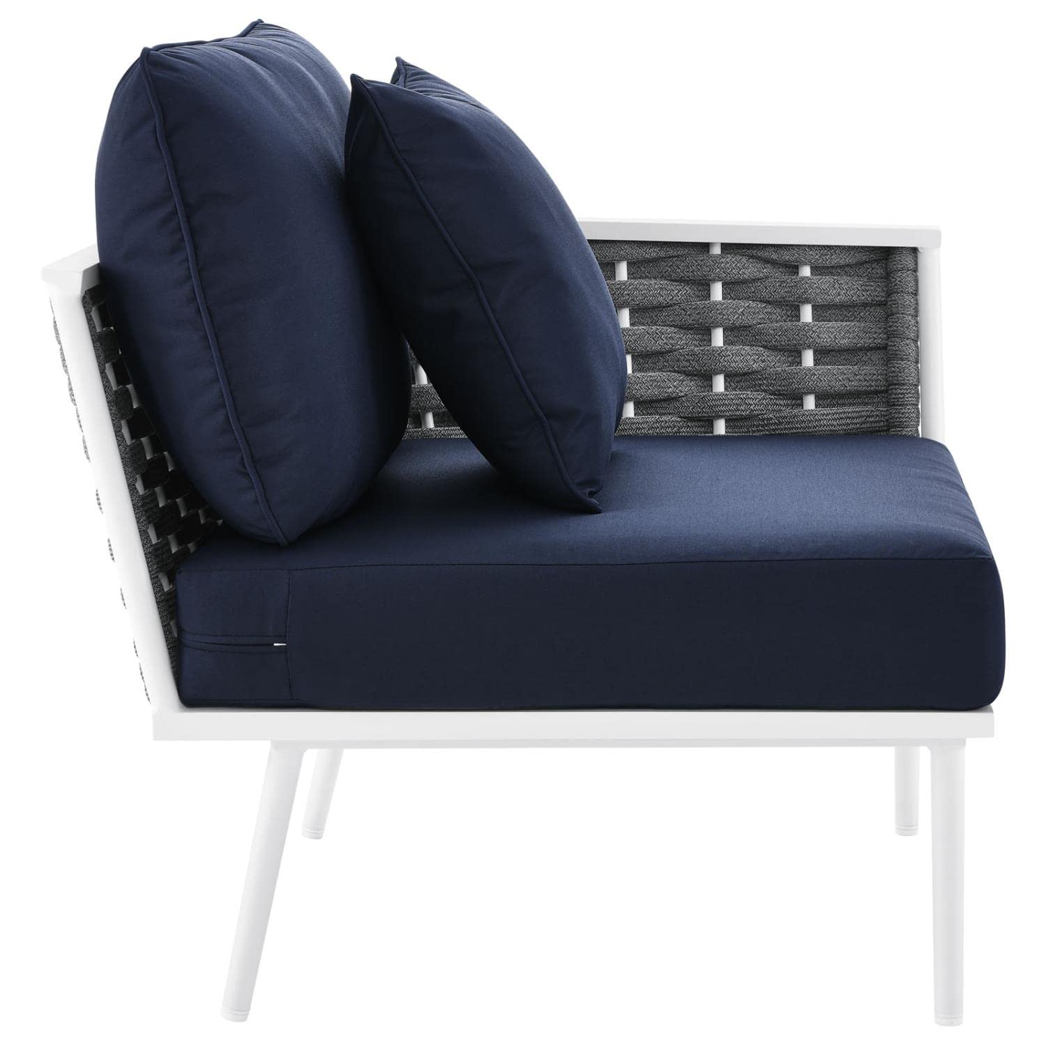 Modway Stance Modern Fabric & Aluminum Outdoor Right-Facing Armchair In Navy
