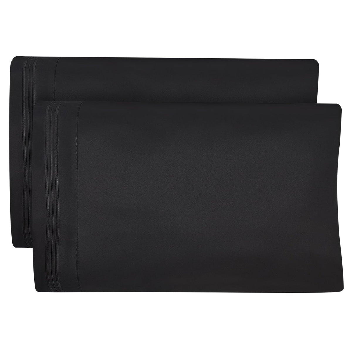 Dreamcare King Black Pillow Cases Set Of 2 - Double Brushed 1500 Luxury Series Microfiber - Envelope Closure, Wrinkle- Free, Coo