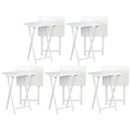 Pj Wood Conventional Solid And Sturdy Wood Construction Portable Folding Tv Snack Tray Table Desk Serving Stand, White (10-Piece Set)
