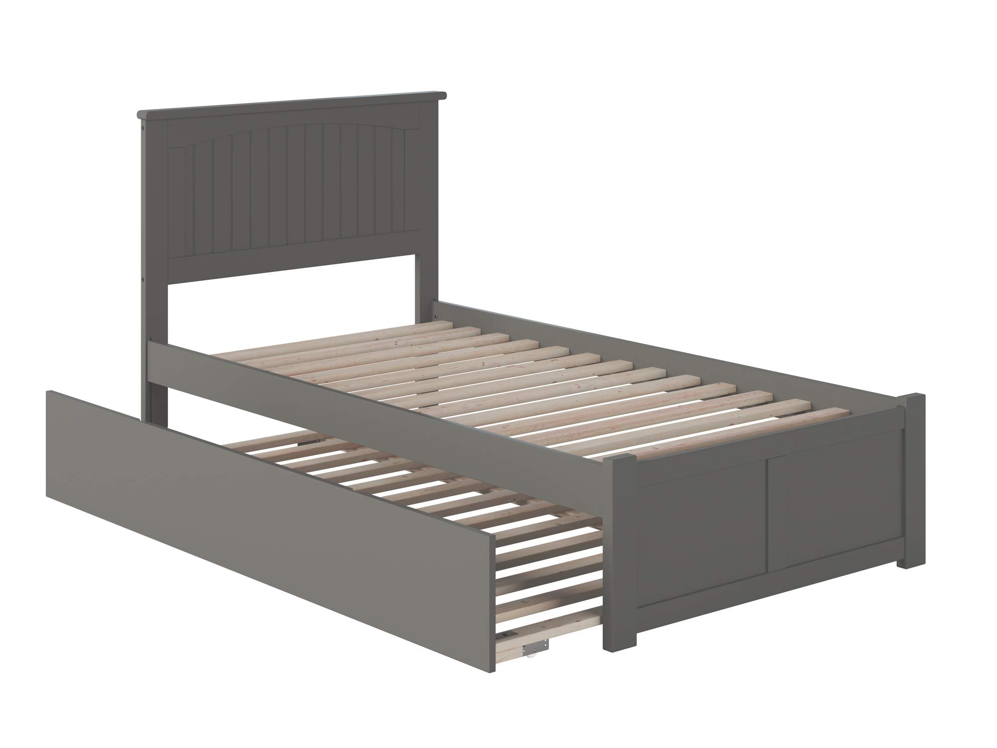 Afi Nantucket Twin Size Platform Bed With Footboard And Twin Trundle In Grey