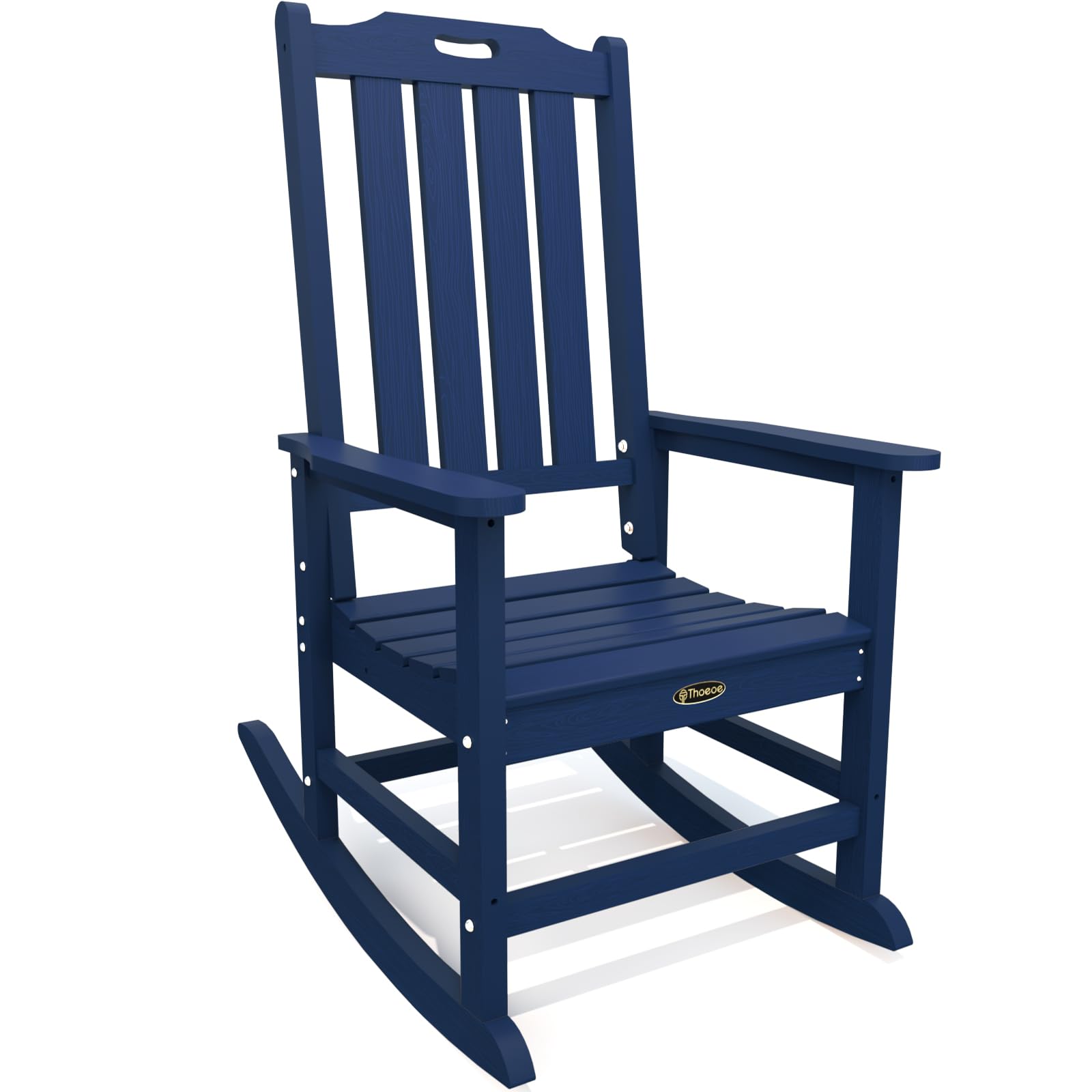 THOEOE Oversized Rocking Chair, Outdoor Rocking Chair for Adults, All Weather Resistant Porch Rocker for Lawn Garden, Navy Blue