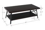 Madrona Burke Coffee Table Emily Espresso Brown and Steel Gray 48" Solid Wood Top