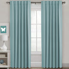 H.Versailtex Blackout Curtains Thermal Insulated Window Treatment Panels Room Darkening Blackout Drapes For Living Room Back Tab/Rod Pocket Bedroom Draperies (2 Panels, Mineral Blue, 52 X 84 Inch)