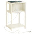 Vasagle Side Table With Charging Station, 3-Tier End Table With Usb Ports And Outlets, Nightstand For Living Room, Bedroom, 11.8 X 13.4 X 22.8 Inches, Plug-In Series, Cream White