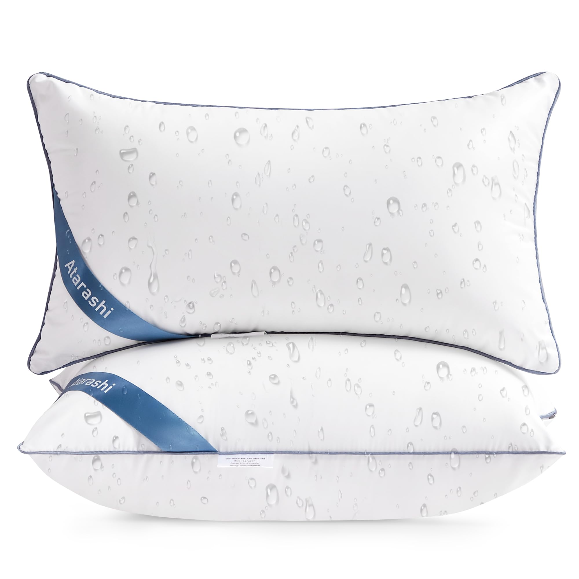 Atarashi 22 X 22 Outdoor Pillow Inserts(Set Of 2) - Waterproof Decorative Square Throw Pillows For Couch Sofa Bed Patio Furnitur