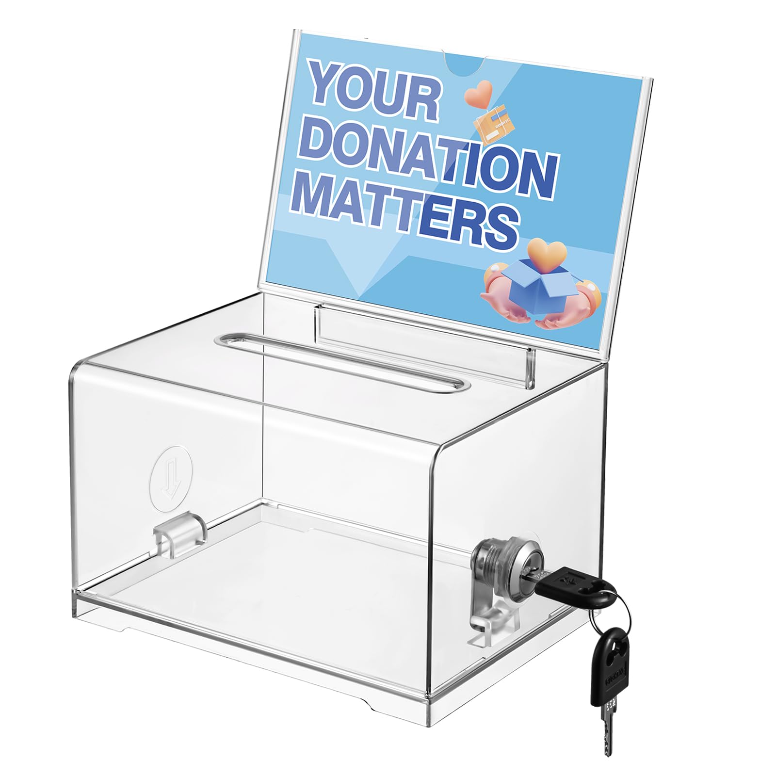 Polmart Clear Suggestion / Business Card Drawing Box With Sign And Lock