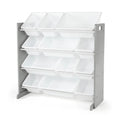 Humble Crew, Grey/White Kids Toy Organizer With 12 Storage Bins, Toddler