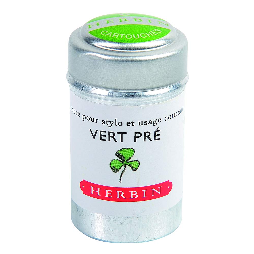 J. Herbin Fountain Pen Ink - 1 Tin Of 6 Cartridges - Vert Pre
