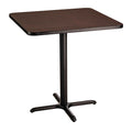 National Public Seating NPS 36" Square Cafe Table with X Base, 36" Height, Particleboard Core/T-Mold, Mahogany Top, Black Frame