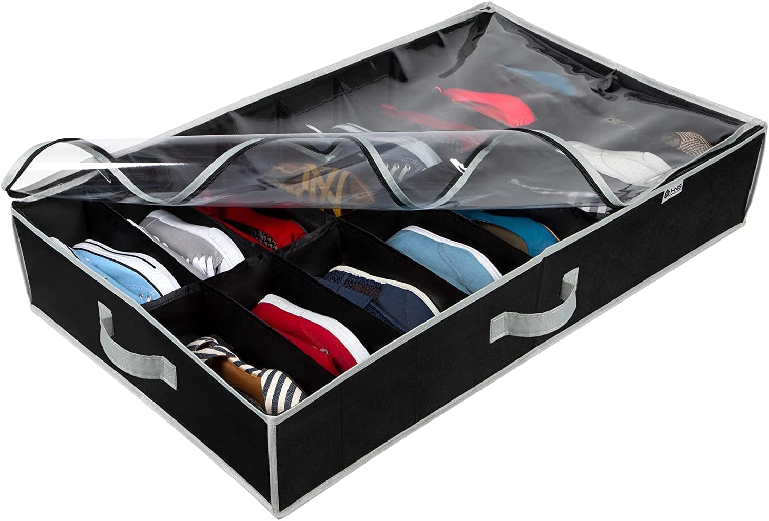 HOLDN  STORAGE Extra-Large Under Bed Shoe Storage Organizer - Underbed Storage Solution Fits Men s and Women s Shoes, High He