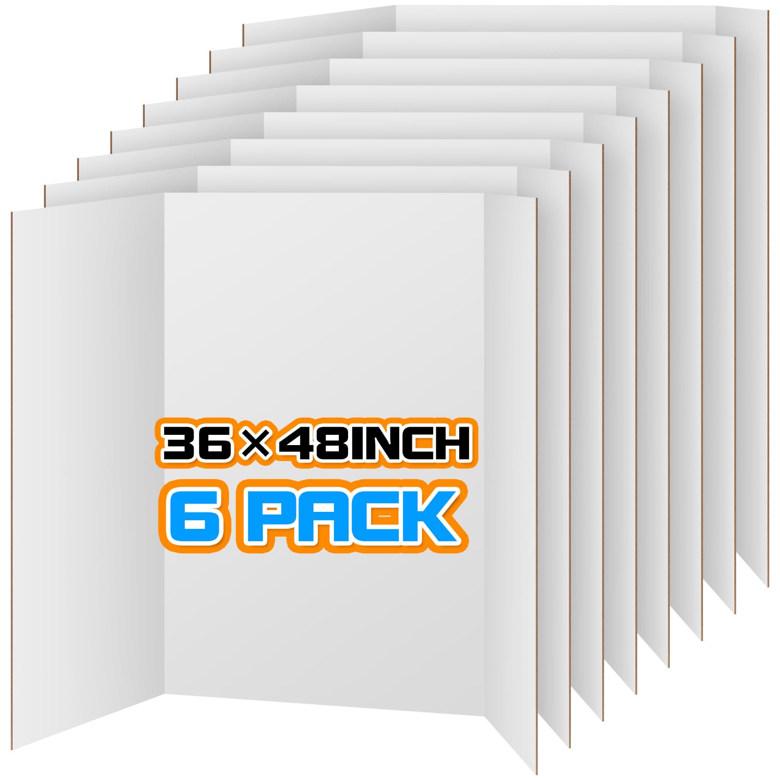 Wints 6 Packs 36 ' X 48 ' Trifold Poster Board White Trifold Poster Boards Corrugated Presentation Board Large&Sturdy Foldable