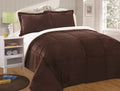 Chezmoi Collection 3Piece Micromink Sherpa Reversible Down Alternative Comforter Set (Queen, Chocolate)