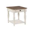 Acme Florian 1-Drawer Wooden End Table in Oak and Antique White