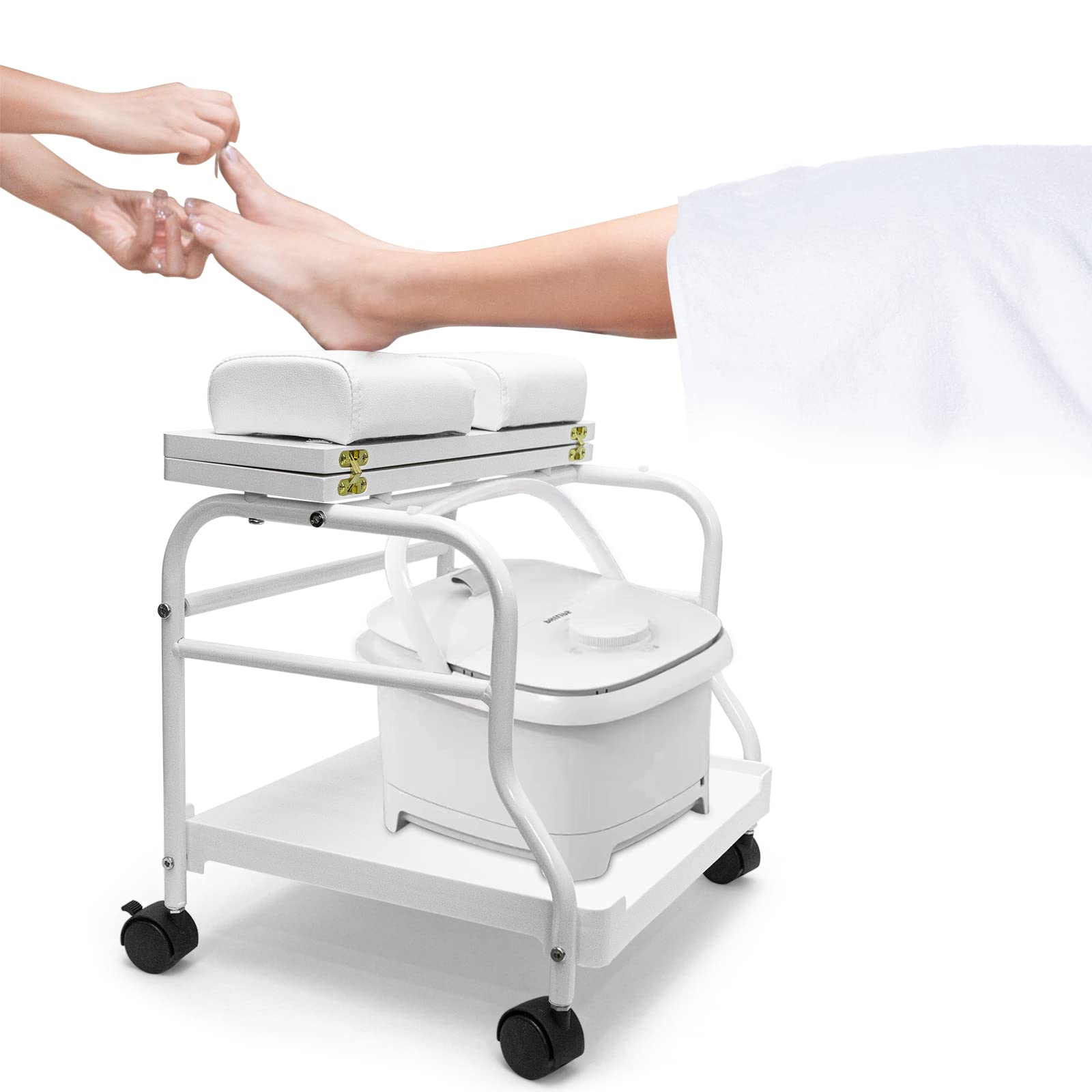Beauty Salon Nail Or Foot Bath Spa Portable Esthetician Trolley Cart for Foot Rest Pedicure Manicure Funiture Massage Table Salo