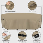 Outdoorlines Waterproof Curved Outdoor Sectional Cover - Uv Resistant Windproof Patio Sectional Sofa Covers For Deck, Lawn And Backyard, Heavy Duty Furniture Covers (150Lx36Dx38Hx112Fl, Camel)
